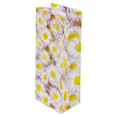Roze Paarse Daisy Flower Pattern Wijn Cadeautas (Voorkant Gekanteld)