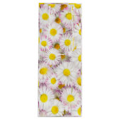 Roze Paarse Daisy Flower Pattern Wijn Cadeautas (Voorkant)