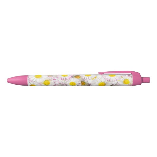 Roze Paarse Daisy Flower Pattern Zwarte Inkt Pen (Bovenkant)