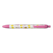 Roze Paarse Daisy Flower Pattern Zwarte Inkt Pen (Achterkant)
