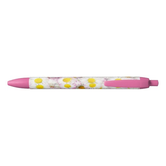 Roze Paarse Daisy Flower Pattern Zwarte Inkt Pen (Achterkant)