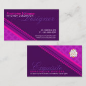 Roze Paarse Damask Stippen Style Designer Business Visitekaartje (Voorkant / Achterkant)