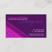 Roze Paarse Damask Stippen Style Designer Business Visitekaartje (Voorkant)