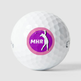 Roze/Paarse Dame Golfer Monogram Golfbal Golfballen