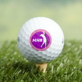 Roze/Paarse Dame Golfer Monogram Golfbal Golfballen (Insitu Shirt)