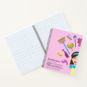 Roze Paarse Dame Janitorial Cartoon Merk Notitieboek (Binnen)