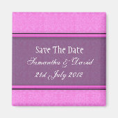 Roze Paarse damesmonogram bewaren de datum Magneet (Voorkant)