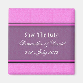 Roze Paarse damesmonogram bewaren de datum Magneet