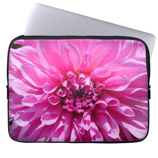 Roze Paarse Dhalia Bloem Laptop Sleeve (Voorkant)
