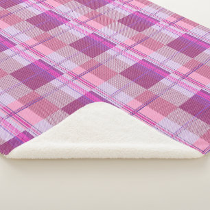 Roze Paarse Diagonale Plaid Deken