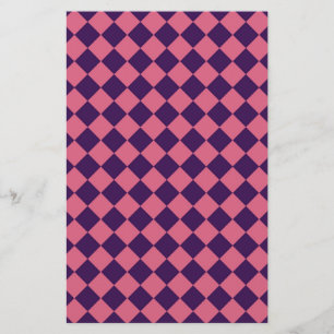 Roze Paarse Diamant Harlekijn Schakering Patroon Briefpapier