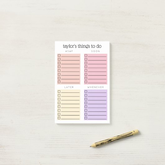 Roze Paarse dingen om te doen Post-it® Notes (Op bureau)