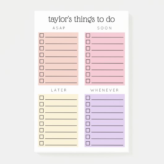 Roze Paarse dingen om te doen Post-it® Notes (Voorkant)