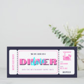Roze Paarse Dinner Date Cadeaubon Ticket (Staand voorkant)