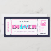 Roze Paarse Dinner Date Cadeaubon Ticket (Voorkant)