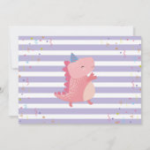 Roze Paarse Dinosaur Girls Dino Party Foto Bedankkaart (Achterkant)