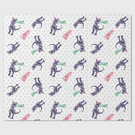 Roze Paarse dinosaurus Happy Birthday Cadeaupapier (Vlak)
