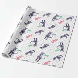 Roze Paarse dinosaurus Happy Birthday Cadeaupapier