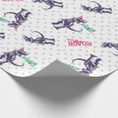 Roze Paarse dinosaurus Happy Birthday Cadeaupapier (Hoek)