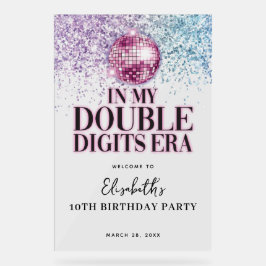 Roze Paarse Disco Dubbele cijfers Verjaardag Welko Acryl Bord