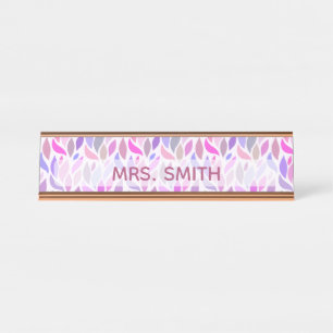 Roze Paarse Docent Onderwijsprofessional Monogram Bureau Naambordje