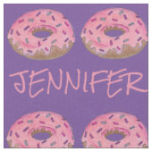 Roze Paarse Donut Doughnut Donuts Name Fabric Stof (Close Up)