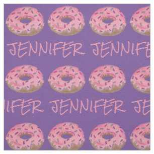 Roze Paarse Donut Doughnut Donuts Name Fabric Stof