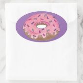 Roze Paarse Donut Doughnut Sprinkles Junk Food Ovale Sticker (Tas)