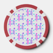 Roze Paarse doodle kerstboom sterren vakantie pa Poker Chips (Achterkant)