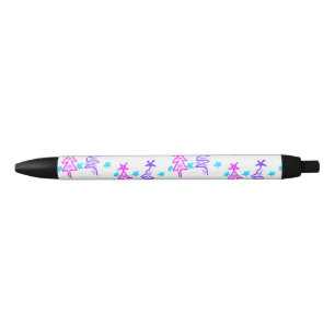 Roze Paarse doodle kerstboom sterren vakantie pa Zwarte Inkt Pen