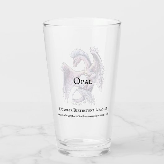 Roze Paarse Draak: Oktober's Geboortesteen Opal Glas (Achterkant)