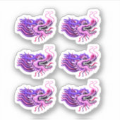 Roze & Paarse Drakenhoofden Sticker (Voorkant)