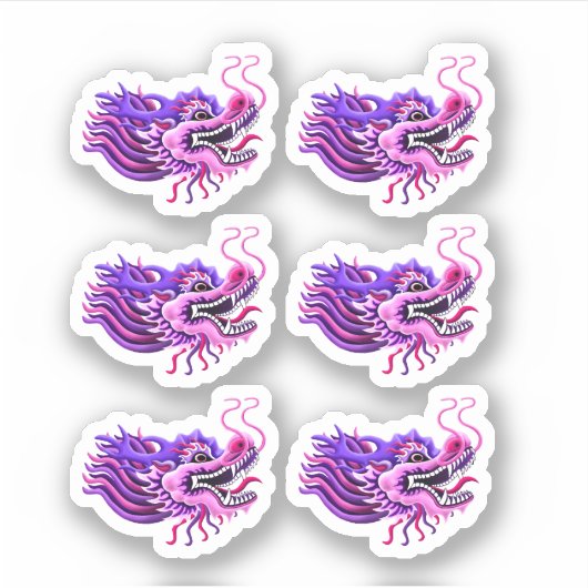 Roze & Paarse Drakenhoofden Sticker (Voorkant)