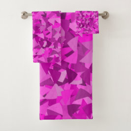 Roze Paarse Driehoek Patroon Bad Handdoek