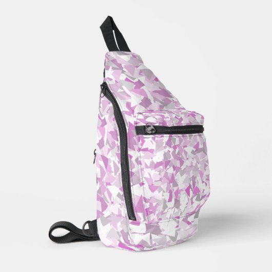 Roze Paarse Driehoek Patroon Sling Bag (Linkerhoek)