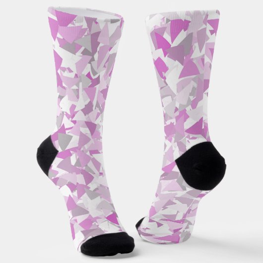 Roze Paarse Driehoek Patroon Sokken (Gebogen)