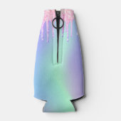 Roze paarse drup holografische verjaardag flesjeskoeler (Achterkant)