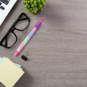 Roze paarse druppels aangepaste monogram naam zwarte inkt pen