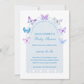 Roze Paarse Dusty Blue Butterfly Baby shower Kaart (Voorkant)