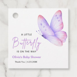 Roze Paarse Een Kleine Vlinder Baby Shower  Bedankjes Labels