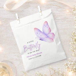 Roze Paarse Een Kleine Vlinder Baby Shower  Bedankzakje