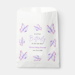 Roze Paarse Een Kleine Vlinder Baby Shower  Bedankzakje