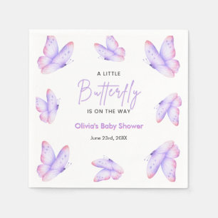 Roze Paarse Een Kleine Vlinder Baby Shower Servet
