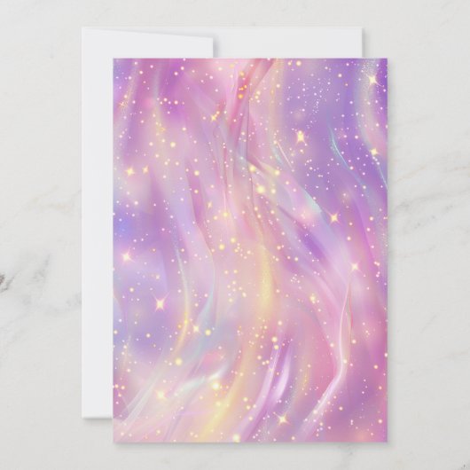 Roze Paarse Eenhoorn Eerste Verjaardag Uitnodiging (Achterkant)