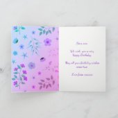 Roze Paarse Eenhoorn Glitter Happy Birthday Kaart (Binnen)