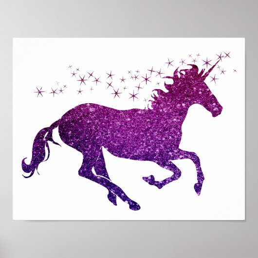 Roze & Paarse Eenhoorn Glitter Poster (Voorkant)