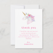 Roze Paarse Eenhoorn Gouden Glitter Verjaardagsfee Bedankkaart (Voorkant)