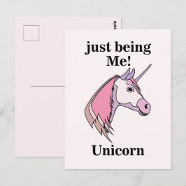 Roze Paarse Eenhoorn Hoofd Briefkaart