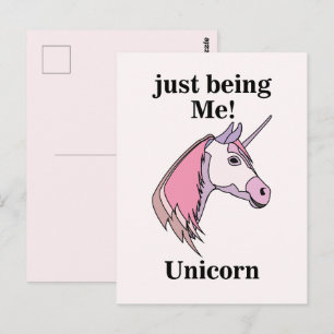 Roze Paarse Eenhoorn Hoofd Briefkaart