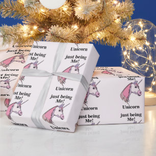 Roze Paarse Eenhoorn Hoofd Cadeaupapier